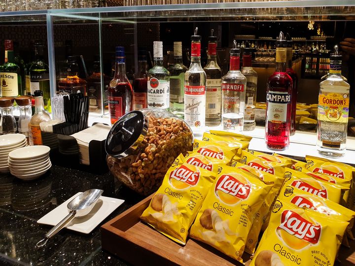 Selection of spirits at the British Airways Singapore Lounge